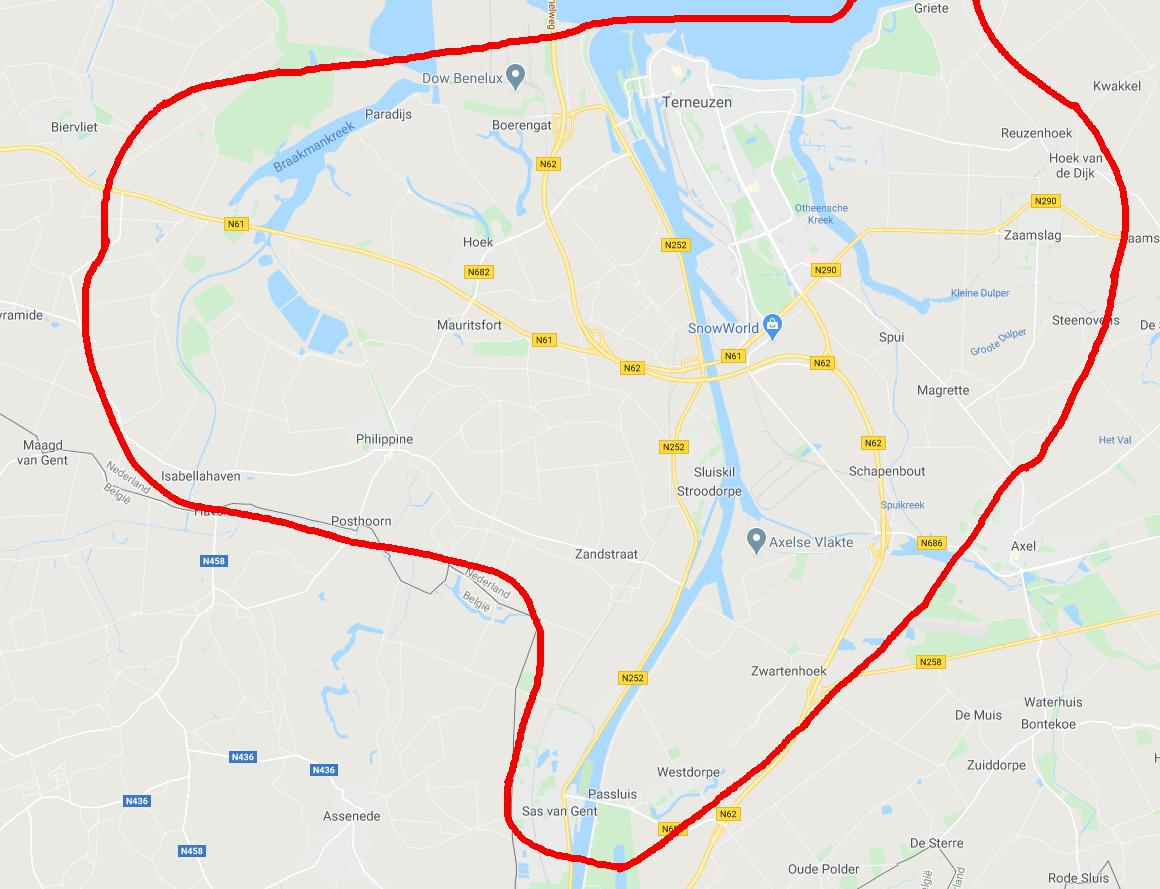 Mijn werkgebied strekt zich uit tussen de plaatsen Terneuzen, Zaamslag, Sas van Gent en Biervliet.